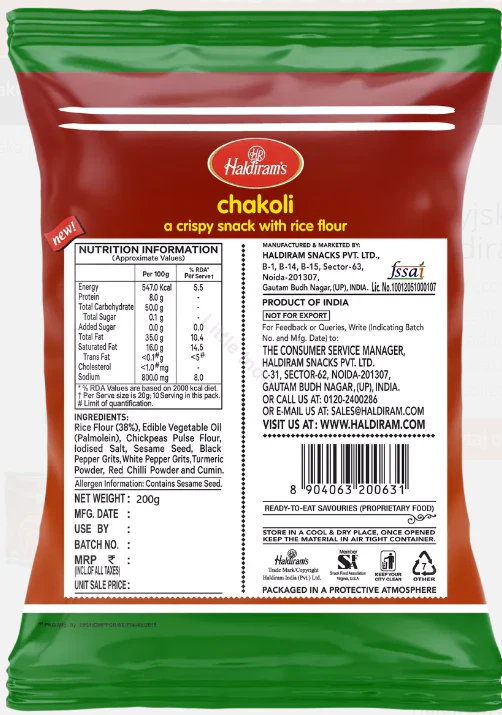 Indyjska przekąska Chakoli Haldirams 200g